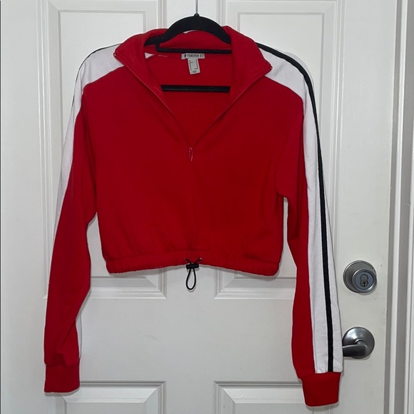 Forever 21 Cropped Pullover Sweater Red White - Picture 2 of 8